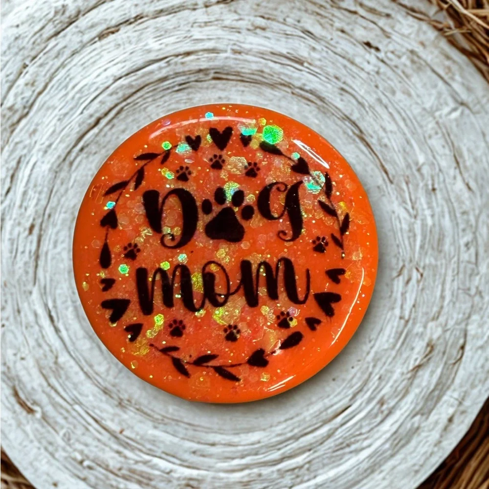 Orange Glitter Dog Mom Phone Grip